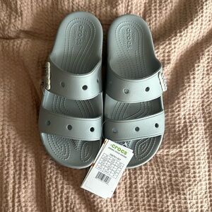 Brand New Crocs Slides, light gray women’s 9